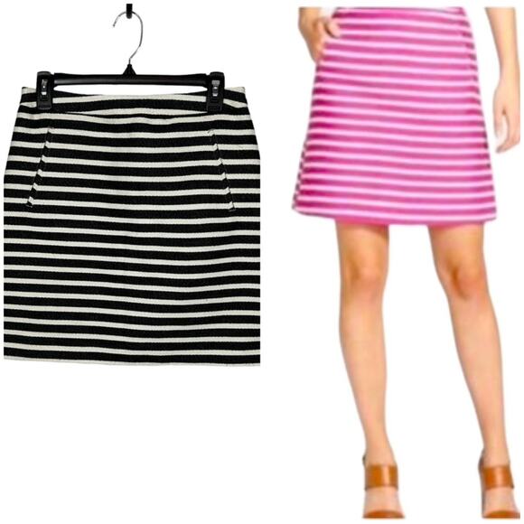 Halogen Mini Micro Skirt Black and White Striped Nautical Size 4 - Picture 1 of 11